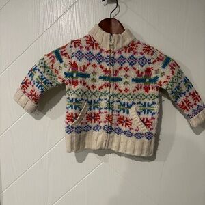 Baby Gap Knit Patterned Kids Sweater holiday / 79% lambs wool/ cottage /
